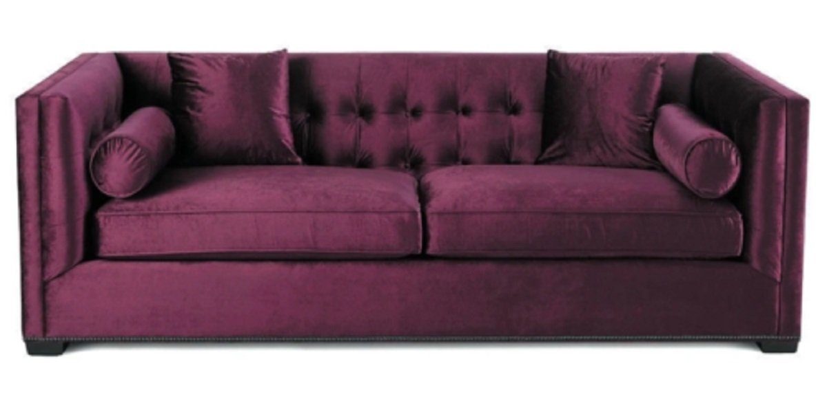 Design Chesterfield-Sofa, Chesterfield JVmoebel Dreisitzer Rot Wohnzimmer Samt Sofa