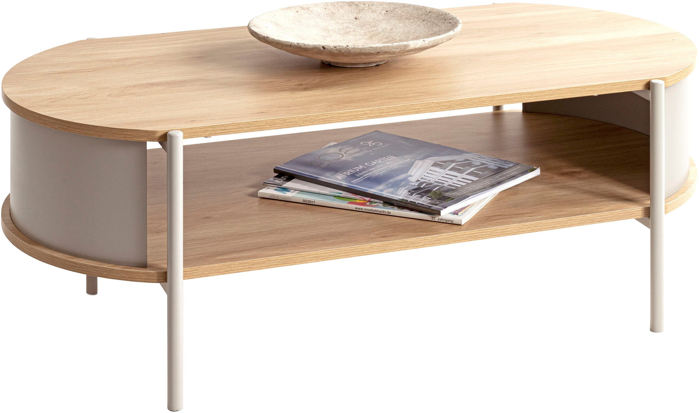 HAKU Couchtisch Sofatisch, Wohnzimmertisch (1-St), oval - aus MDF Braun B/T/H 100/54/37 cm