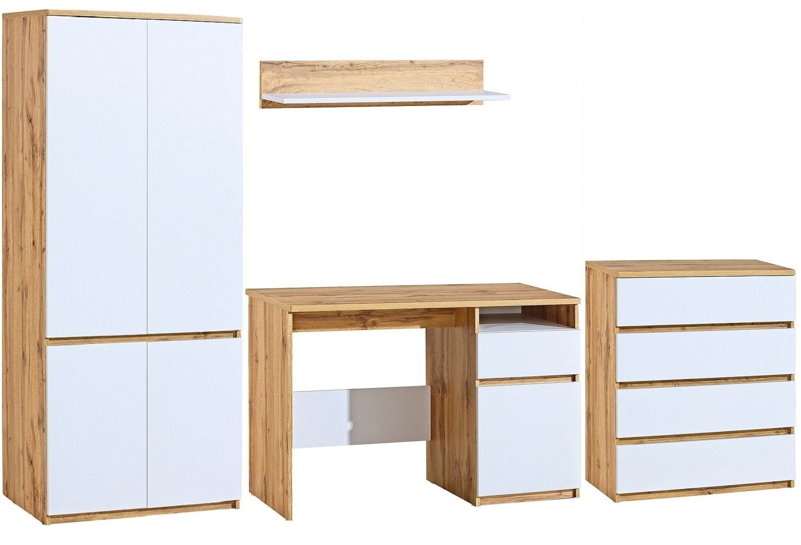 Marmex Möbel Mehrzweckschrank-Set ARCA SET 19 Kinderzimmer Jugendzimmer Eiche wotan/arktisweiß