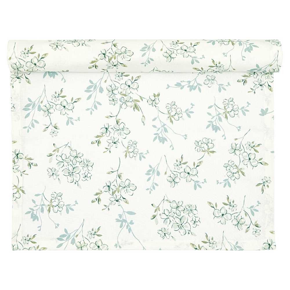 Greengate Tischläufer Greengate Tischläufer AUBREY Weiß mit Blumen