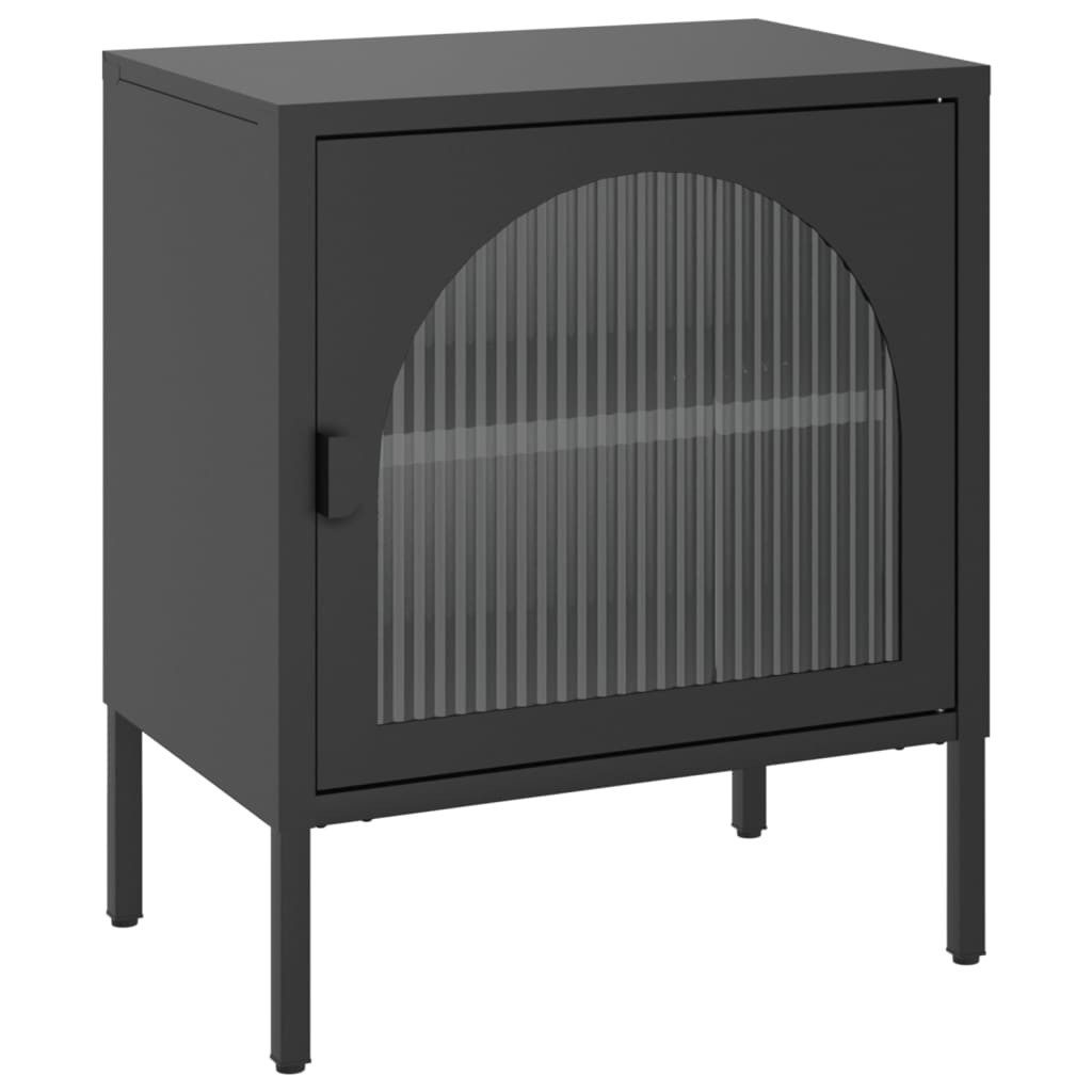 vidaXL Nachttisch Nachttisch Schwarz 50x35x60 cm Glas und Stahl (1-St)