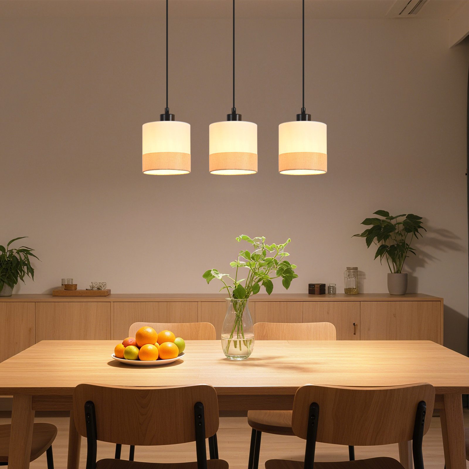 Nettlife Pendelleuchte Vintage 1/3-flammige Stoff Weiß E27 Fassung Hängeleu günstig online kaufen