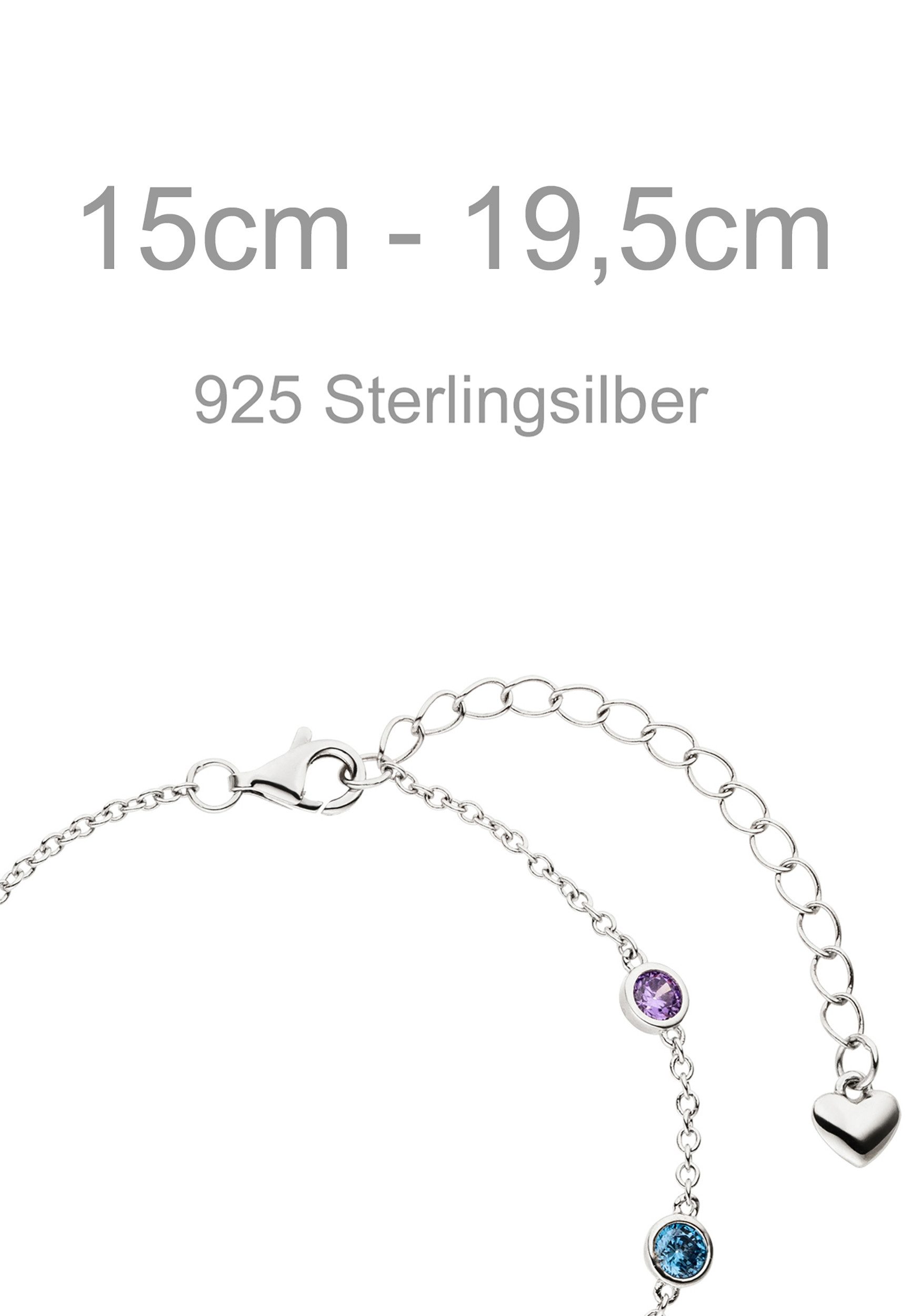 JOBO Silberarmband Armband Herz 15 cm - 19,5 cm verstellbar, 925 Silber mit 7 bunten Zirkonia – Bild 3 von 3