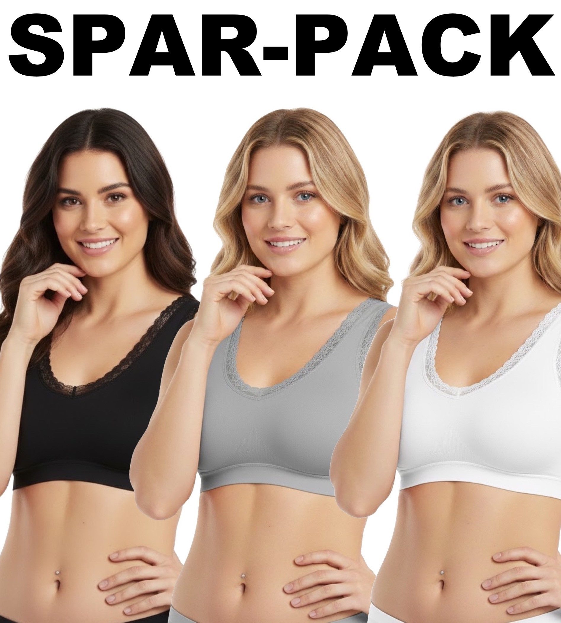 Cocain underwear Set: Bustier Sport BH ohne Bügel Sportbekleidung herausnehmbare Cups (3-tlg) nahtlos