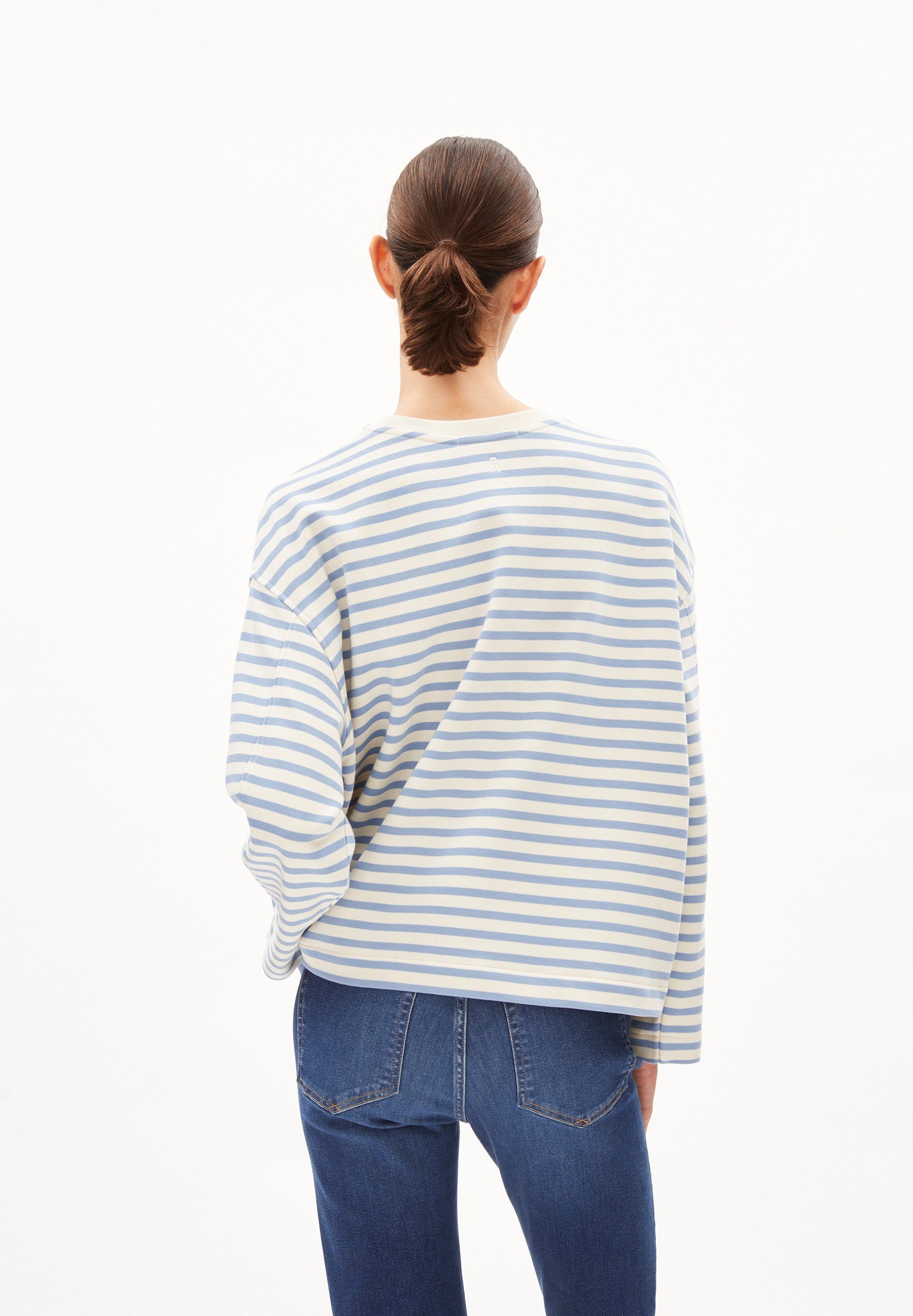 MAARLEN blue-undyed STRIPE (1-tlg) FRANKAA Armedangels Damen Sweatshirt iceberg