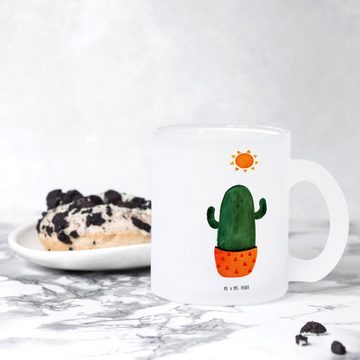 Mr. & Mrs. Panda Teeglas Kaktus Sonne - Transparent - Geschenk, Tasse, Geschenkidee, Liebeskum, Premium Glas, Liebevolle Gestaltung