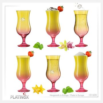 PLATINUX Cocktailglas Cocktailgläser Gelb-Rosa, Glas, Bunt 400ml (max. 470ml) Longdrinkgläser Partygläser Milkshake Groß