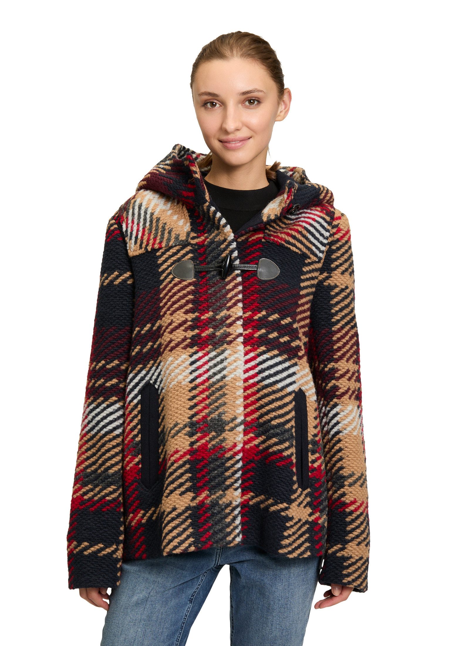 Amber & June Outdoorjacke Amber & June Damen Duffle-Jacke mit Kapuze