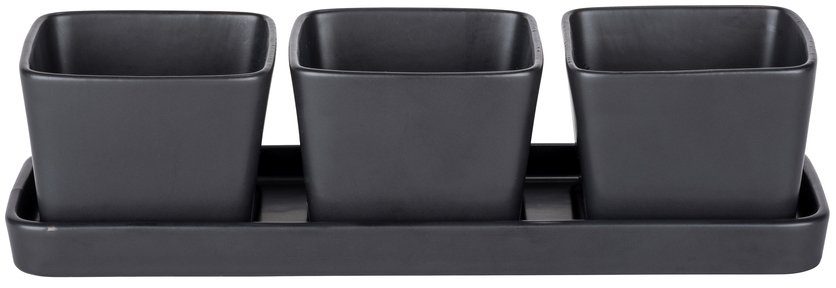 WENKO Dipschale Snack & Dip, Keramik, (Set, 3-tlg), Snackschalen für Knabbereien, Dips & Antipasti, je 300 ml, mit Tablett