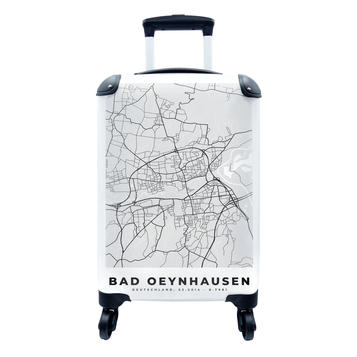 MuchoWow Handgepäckkoffer Deutschland - Bad Oeynhausen - Karte - Stadtplan - Karte, 4 Rollen, Reisetasche mit rollen, Handgepäck für Ferien, Trolley, Reisekoffer