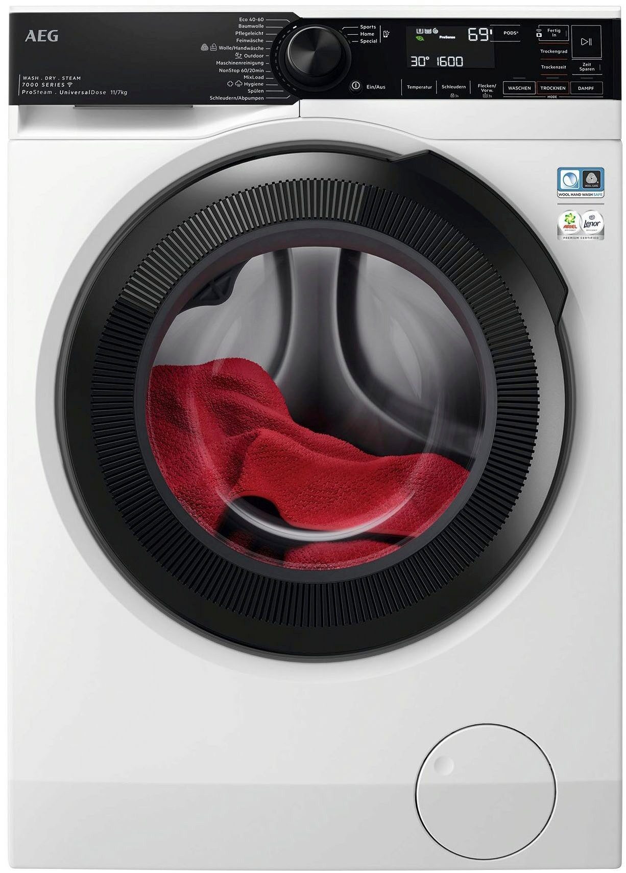 AEG Waschtrockner 7000 LWR7E70610, 11 kg, 7 kg, 1600 U/min, UniversalDose: löst PODS®/Caps 60 % schneller auf für beste Reingung
