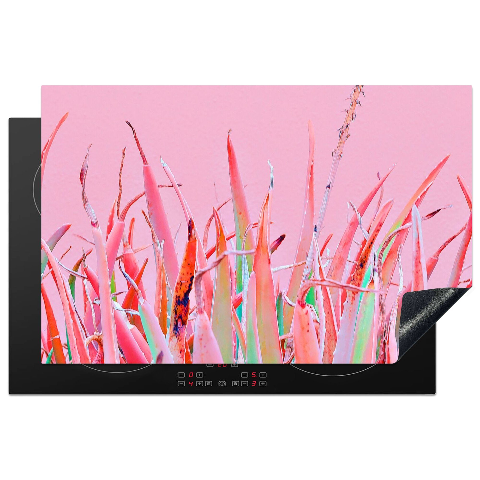 MuchoWow Herdblende-/Abdeckplatte Sommer - Pflanzen - Pastell, Vinyl, (1 tlg), 81x52 cm, Ceranfeldabdeckung, Arbeitsplatte für küche