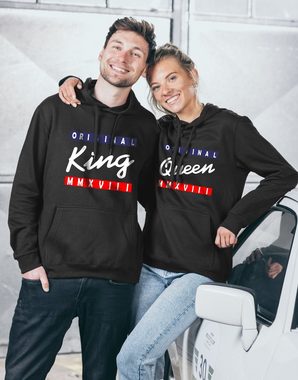 Couples Shop Kapuzenpullover King & Queen Hoodie Pullover für Paare mit modischem Print