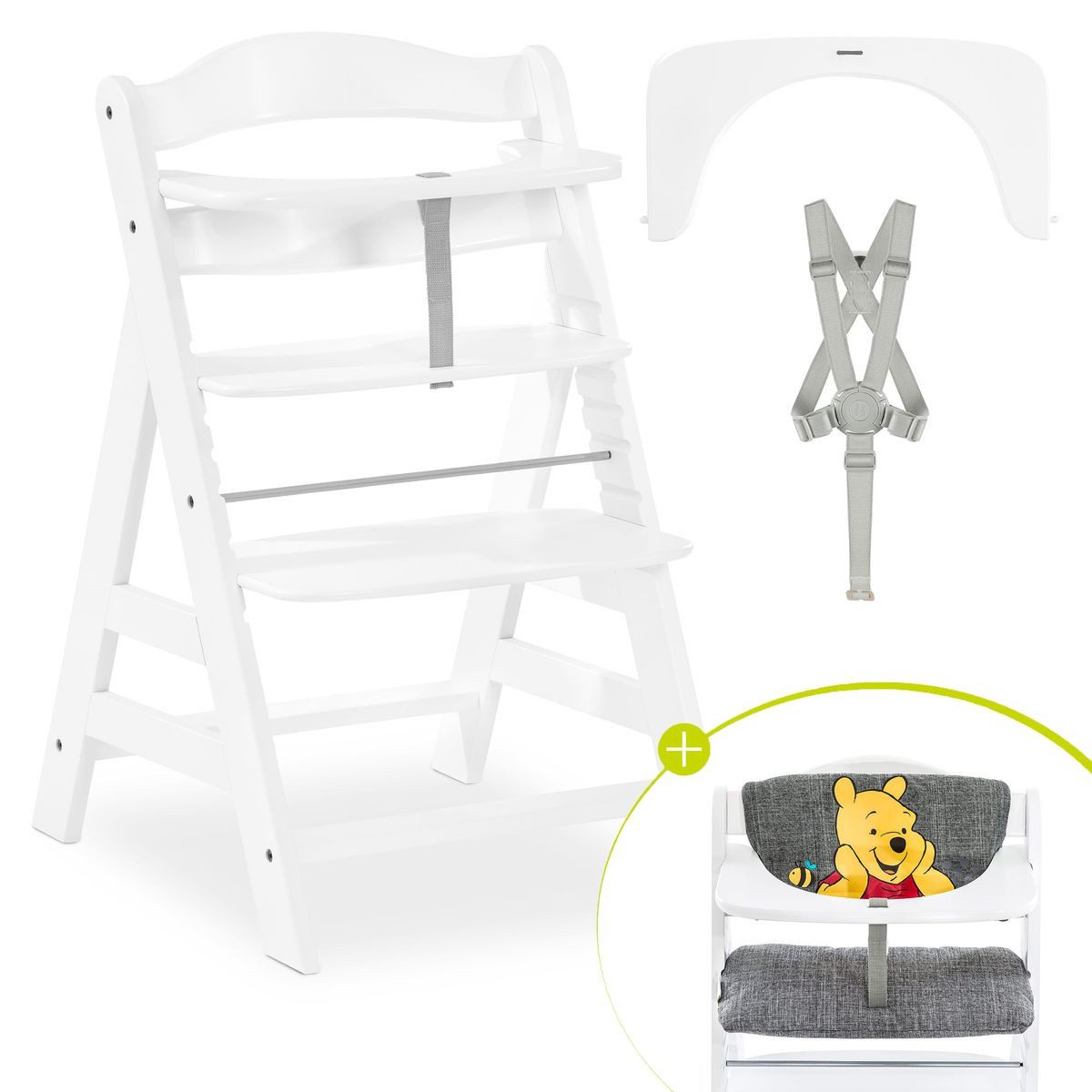 Hauck Hochstuhl Alpha Plus - Winnie Pooh Grey - White, Mitwachsender Holz K günstig online kaufen