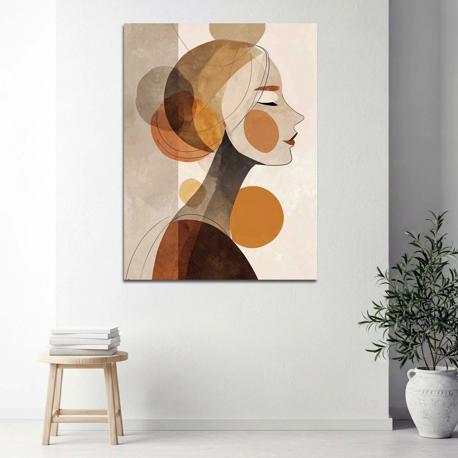 Artedinoi Leinwandbild Frauenporträt abstrakt Profilansicht Leinwandbild Wandbild Kunstdruck, Frauenprofil, abstrakt