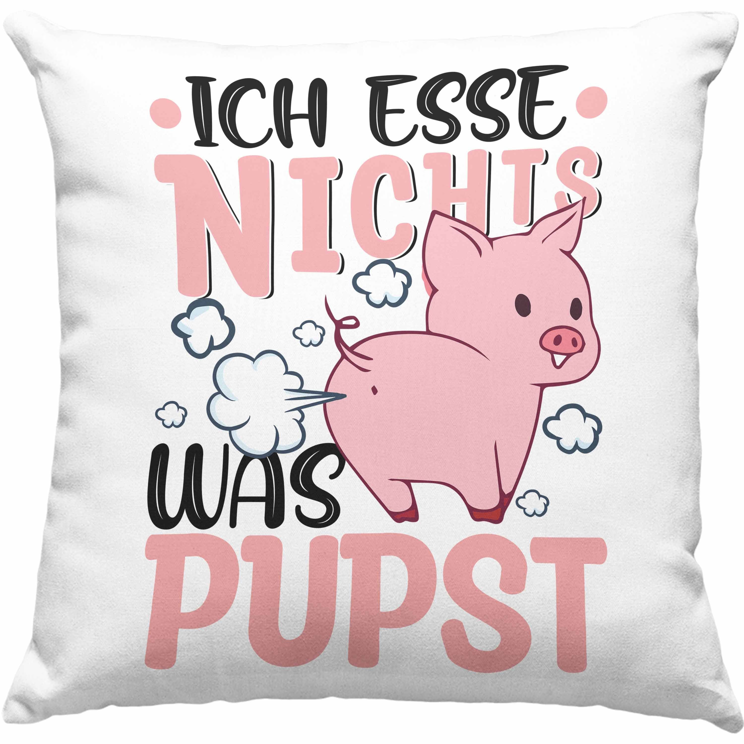 Trendation Dekokissen Trendation - Veganer Kissen Geschenk Ich Esse Nichts Was Pupst Vegan Geschenkidee Lustiger Spruch Vegane Lebensweise Veganerin Dekokissen mit Füllung 40x40 Blau