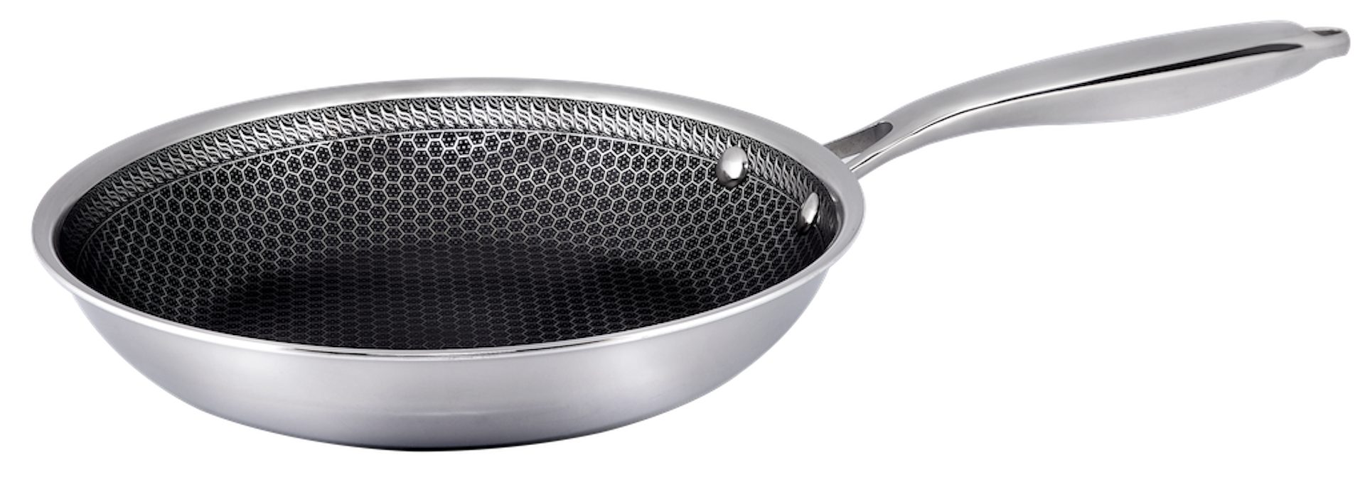 Hâws Bratpfanne Santo in 3 Größen mit Antihaftbeschichtung, Edelstahl, Edelstahl, PFAS-Frei, Dreischicht-Material, Edelstahl-Wabenstruktur, Induktion