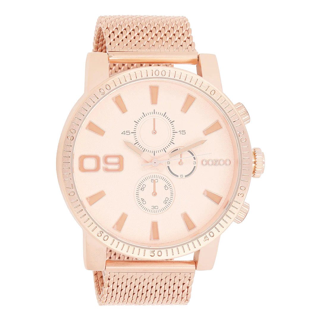 OOZOO Quarzuhr XXL Herrenuhr C9438 Rose Meshband 50 mm C9438