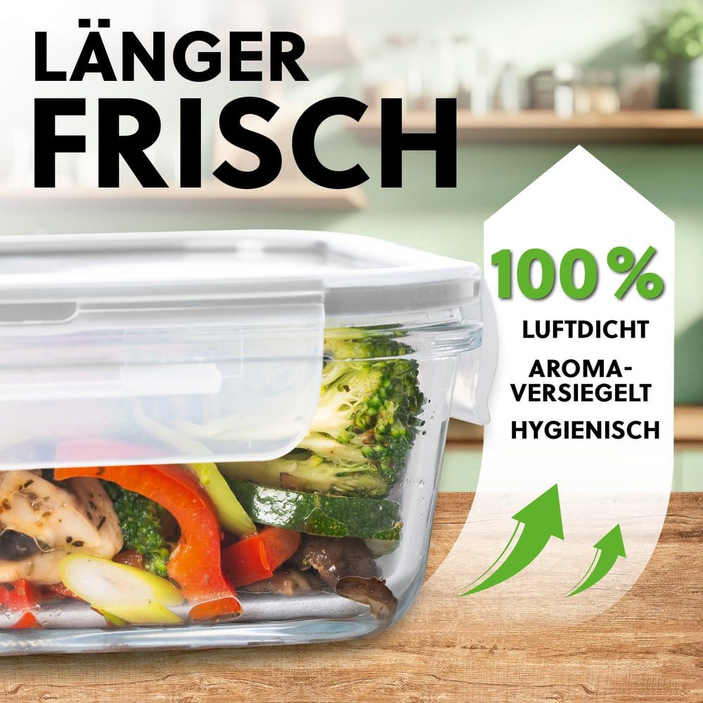 GOURMETmaxx Frischhaltedose GOURMETmaxx Glas-Frischhaltedosen Klick-it 12-tlg., Glas, lang-anhaltendes Aroma perfekt für gekochte Speisen, Snacks etc.