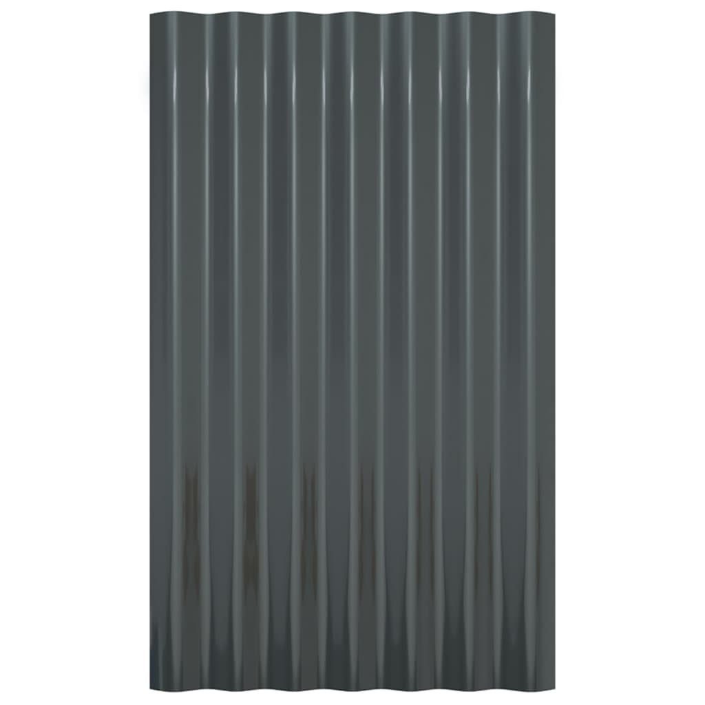 vidaXL Deckenplatten Dachpaneele 12 Stk Verzinkter Stahl Anthrazit 60x36 cm, (12-tlg)