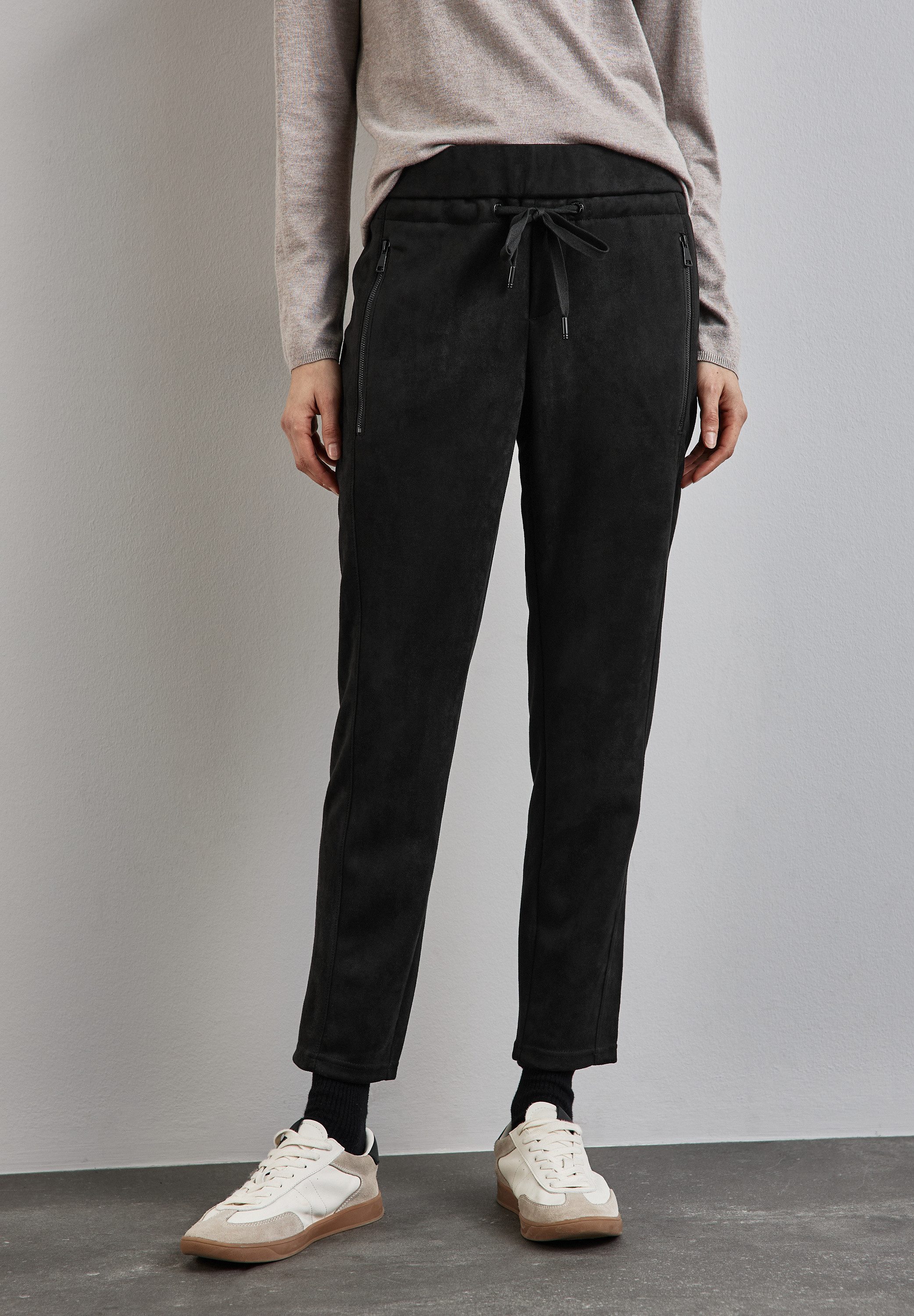 STREET ONE 5-Pocket-Jeans Hose im Velours-Look