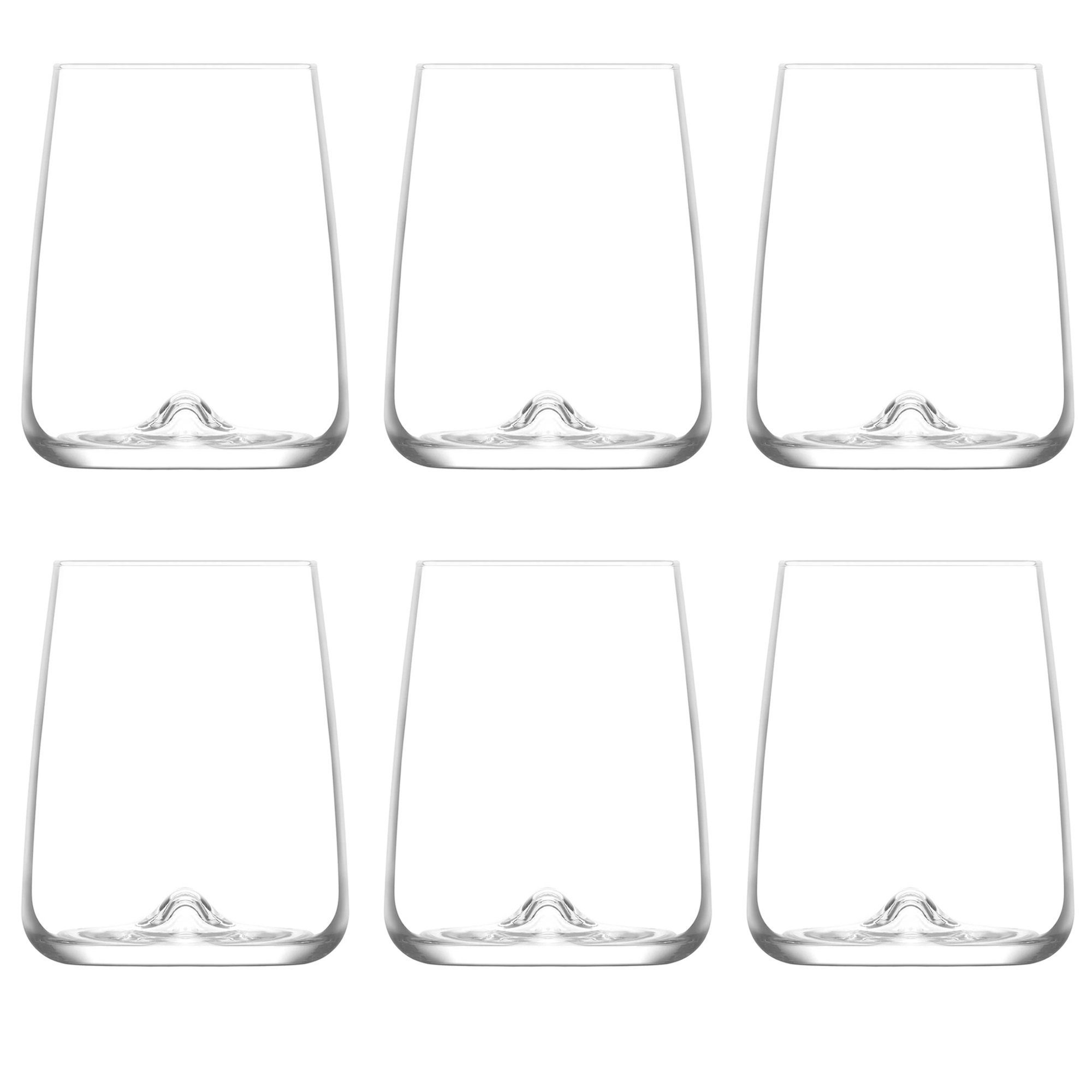 LAV Glas Wassergläser Set 6tlg Whisky-Gläser Set "Serie TERRA" 360 ml, Glas, spülmaschinenfest