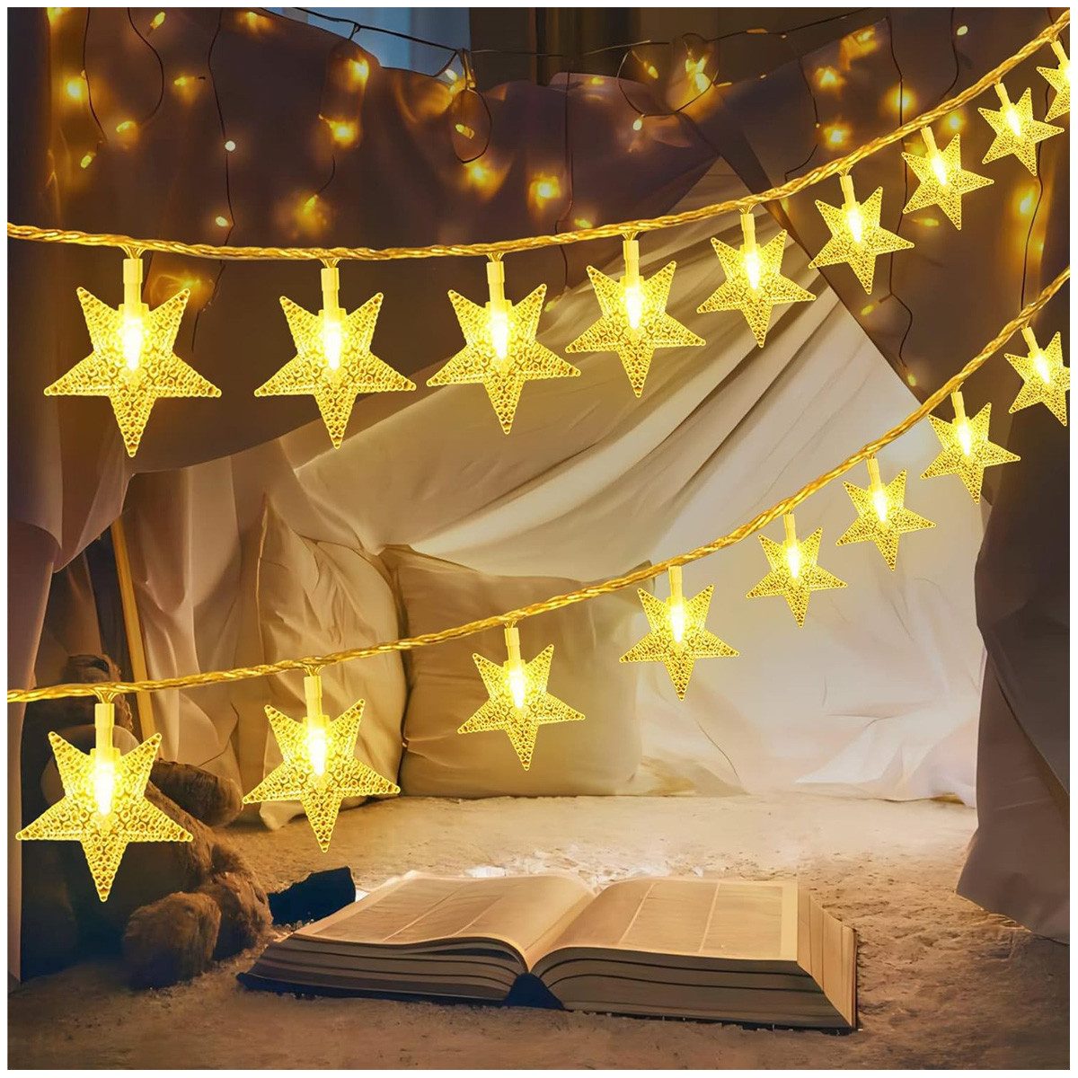 Qualra LED-Lichterkette 20/30/40LED Stern Lichter Kette 8 Beleuchtungsmodi günstig online kaufen