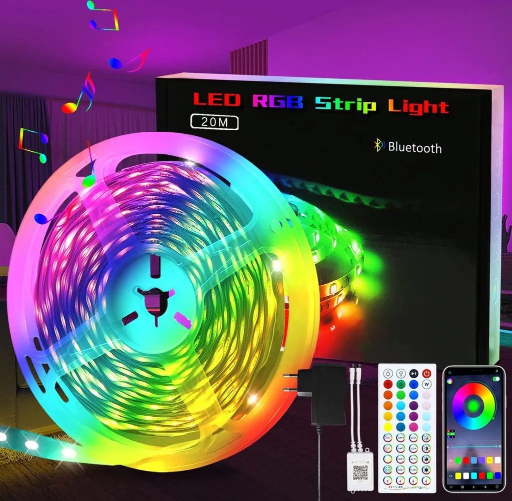 Nettlife LED Stripe Selbstklebend RGB APP-Steuerung 10/20/30m Lichtband Str günstig online kaufen