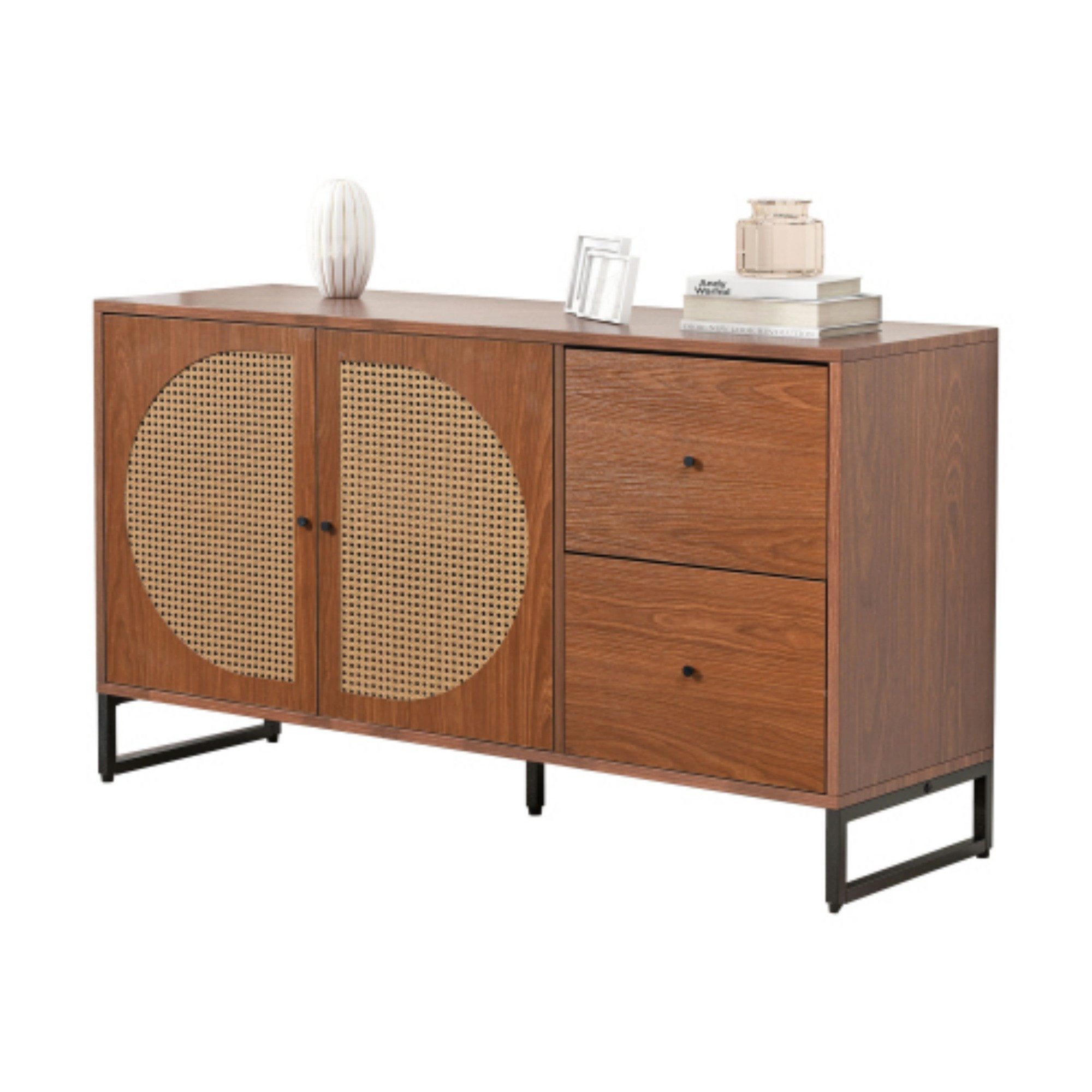 Odikalo Sideboard TV-Schrank Kommode 2 Rattan günstig online kaufen