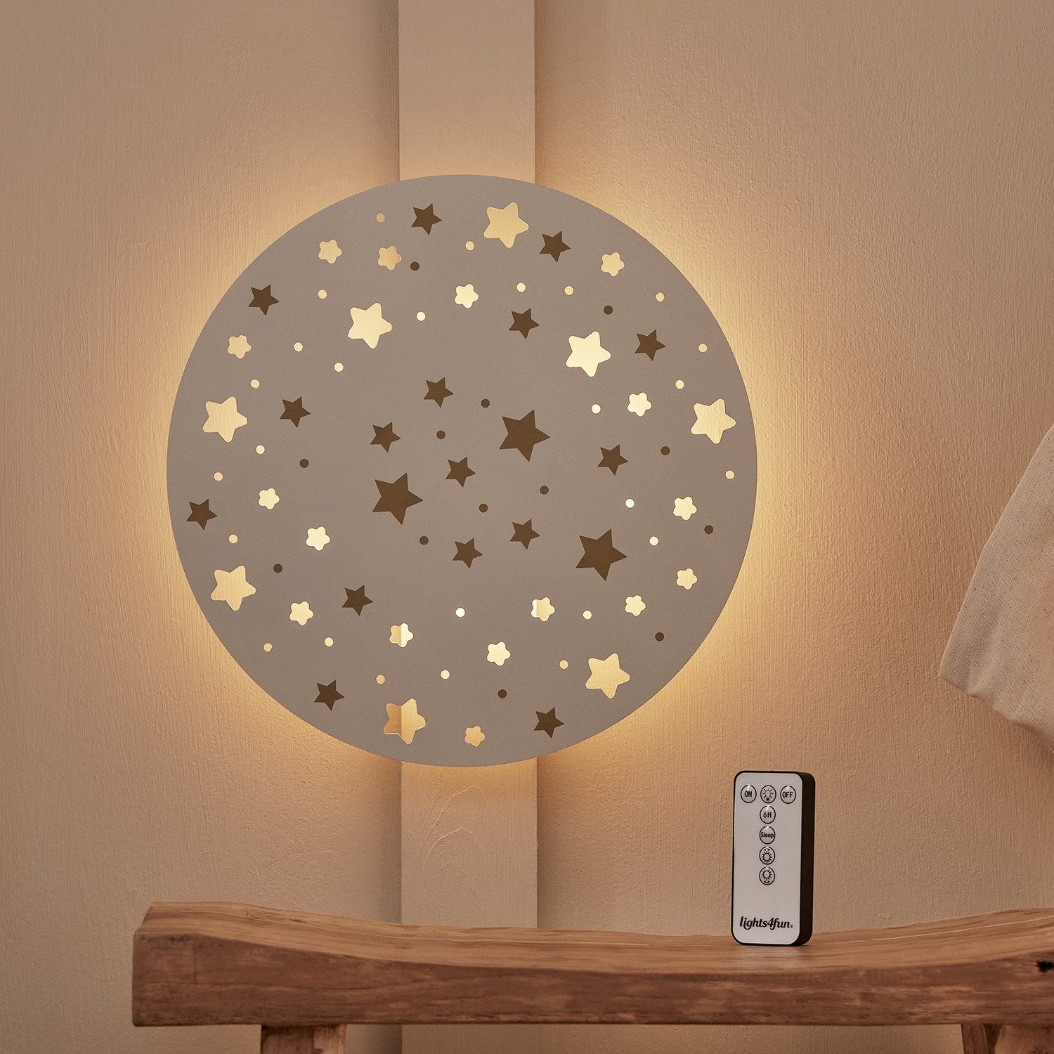 Lights4fun LED Wandleuchte Sternenhimmel Wandleuchte wiederaufladbar