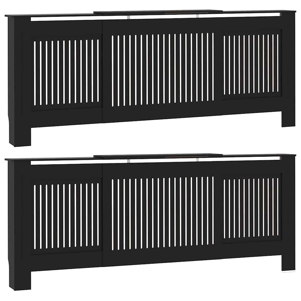 vidaXL Heizungsverkleidung, Heizkörperabdeckung 2 pcs Schwarz 205 x 20,5 x 81,5 cm
