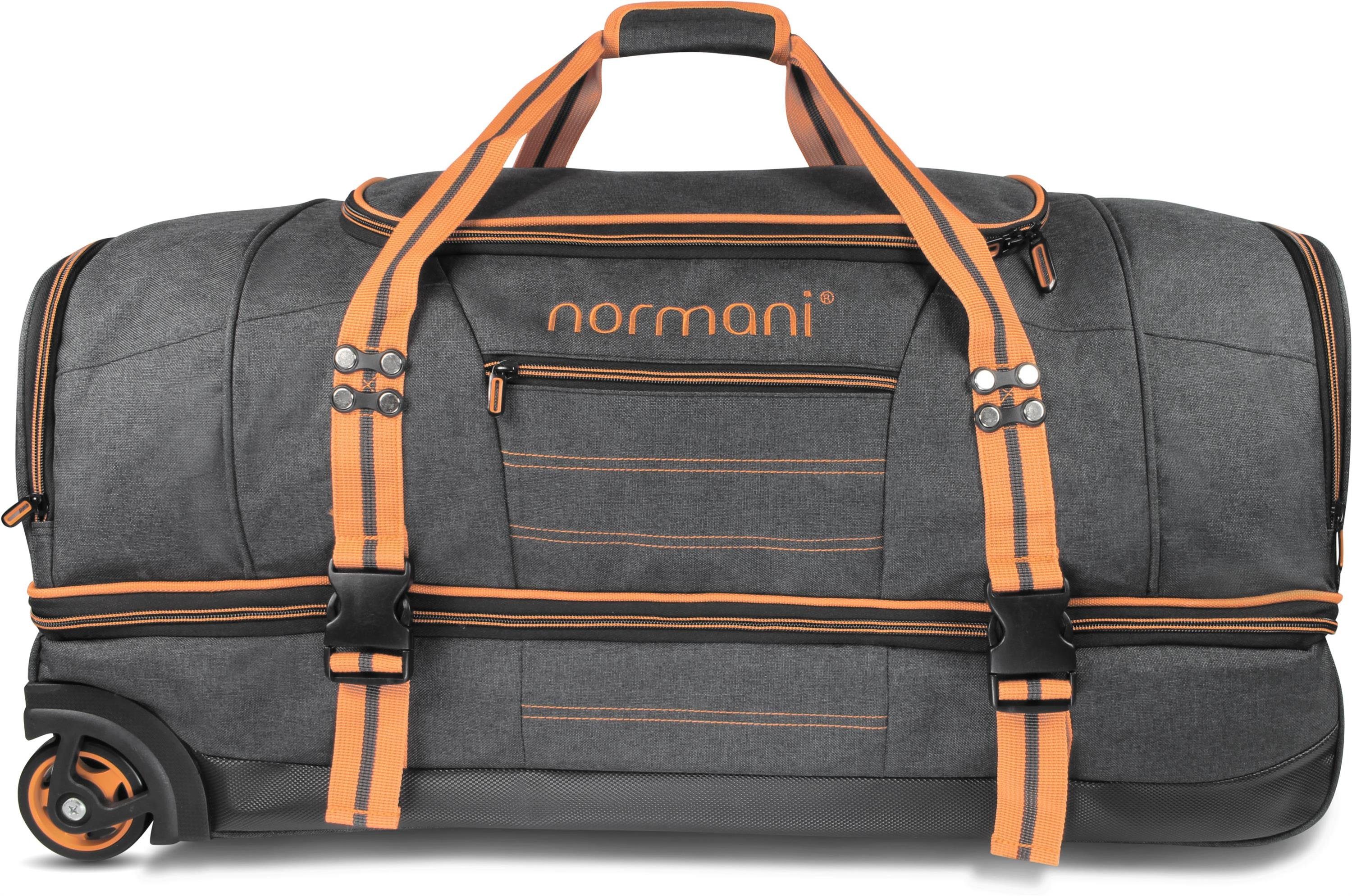 90, Kompass mit 90 5 l normani Orange und Reisetasche Trolley Reisetasche Rollen Fächern