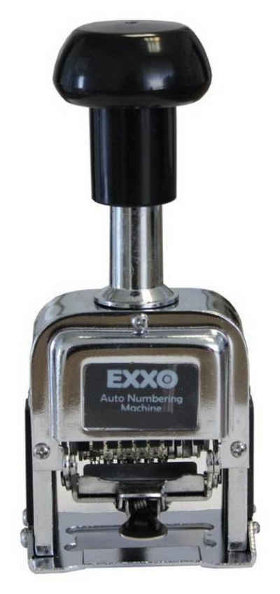 EXXO by HFP Stempel Paginierstempel aus Metall und Kunststoff für bis zu 8 Stellen, automatischer Stempel, mit Stempelkissen, Stempelstab, Stempelfarbe