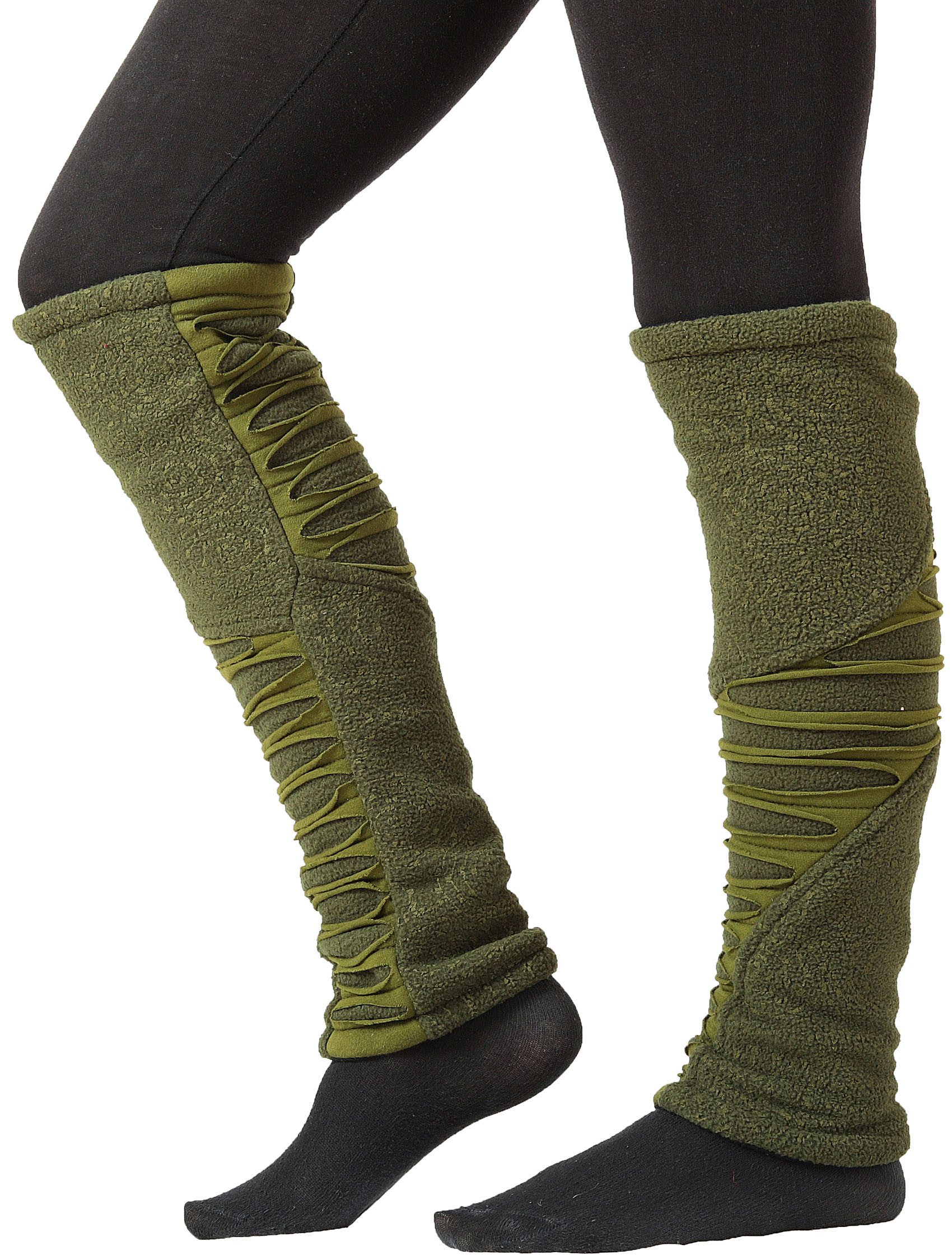 PUREWONDER Beinstulpen Auffällige Beinstulpen aus Jersey und Fleece mit Muster LW31 Grün (1 Paar) Einheitsgröße