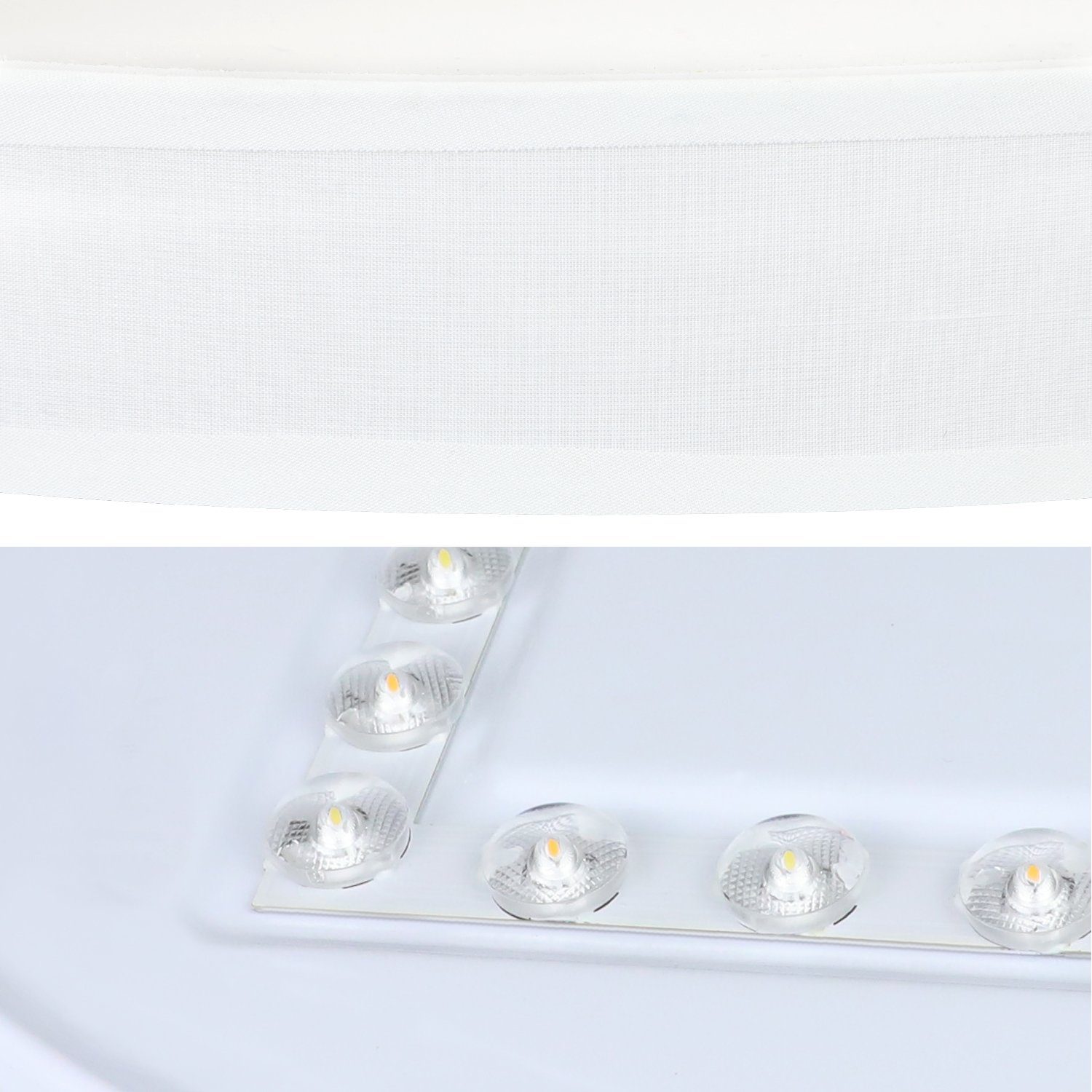 Modern Weiß 3000K Rund fest Deckenleuchte integriert, Ø30CM, Stoffschirm LED ZMH 12W Warmweiß, LED