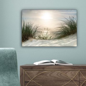 OneMillionCanvasses® Leinwandbild Sand - Gras - Sonne, (1 St), Wandbild Leinwandbilder, Aufhängefertig, Wanddeko, 30x20 cm