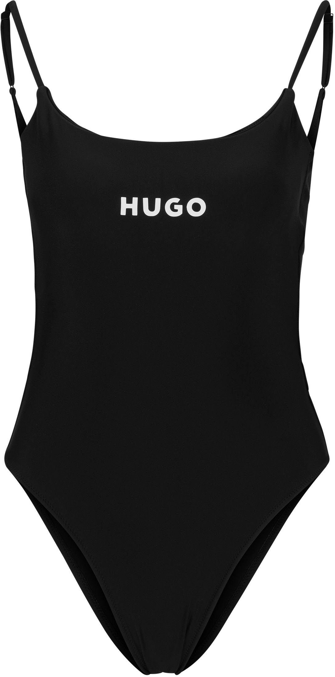 Black HUGO PURE_SWIMSUIT mit Logoschriftzug Badeanzug