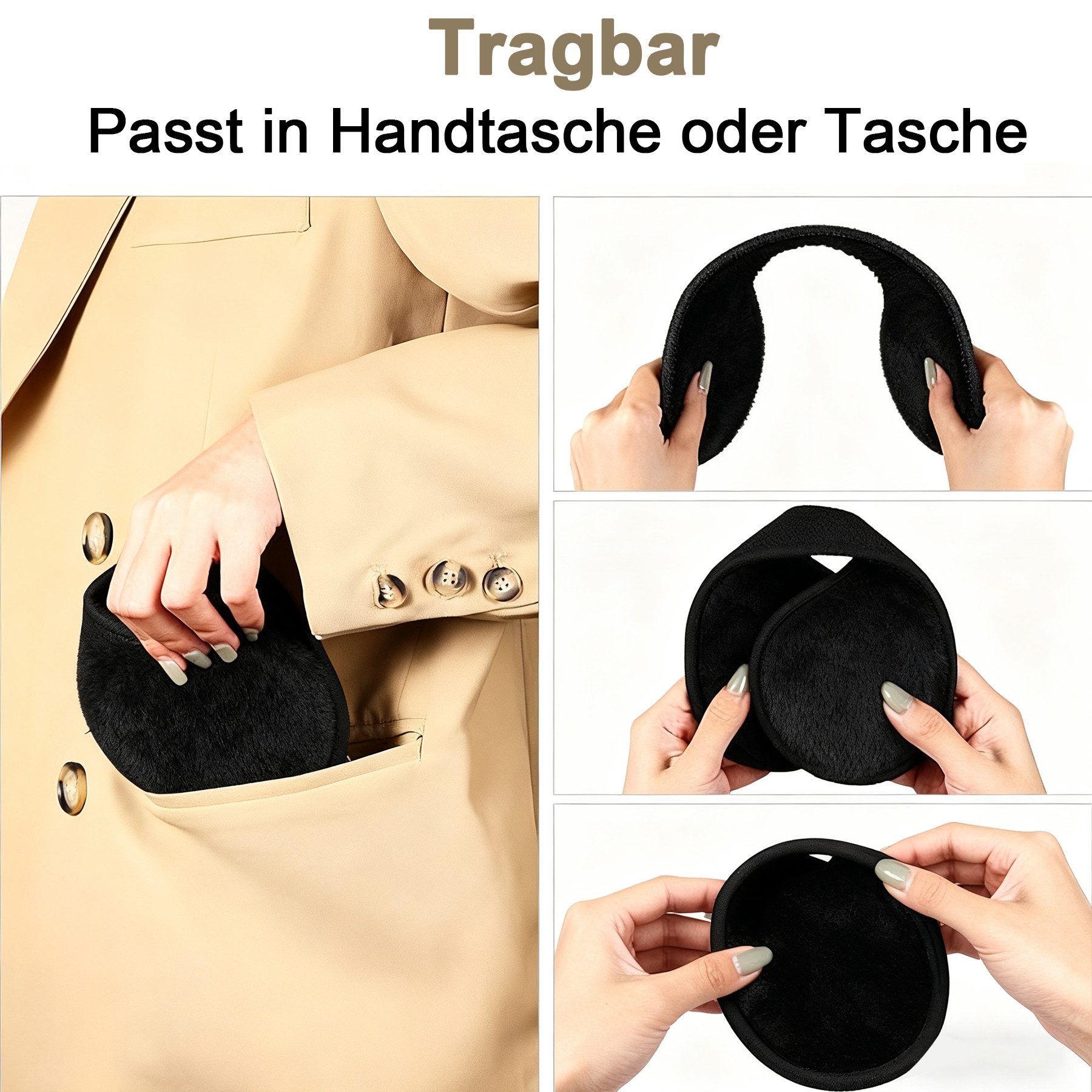 Mutig Ohrenwärmer 2 Stück Ohrenwärmer, Faltbare Plüsch Ohrenschützer für Herren & Damen (Winter Ohrenschützer, Wärmend & Kälteschutz, Ohrenmuscheln für Skifahre – Bild 5 von 5