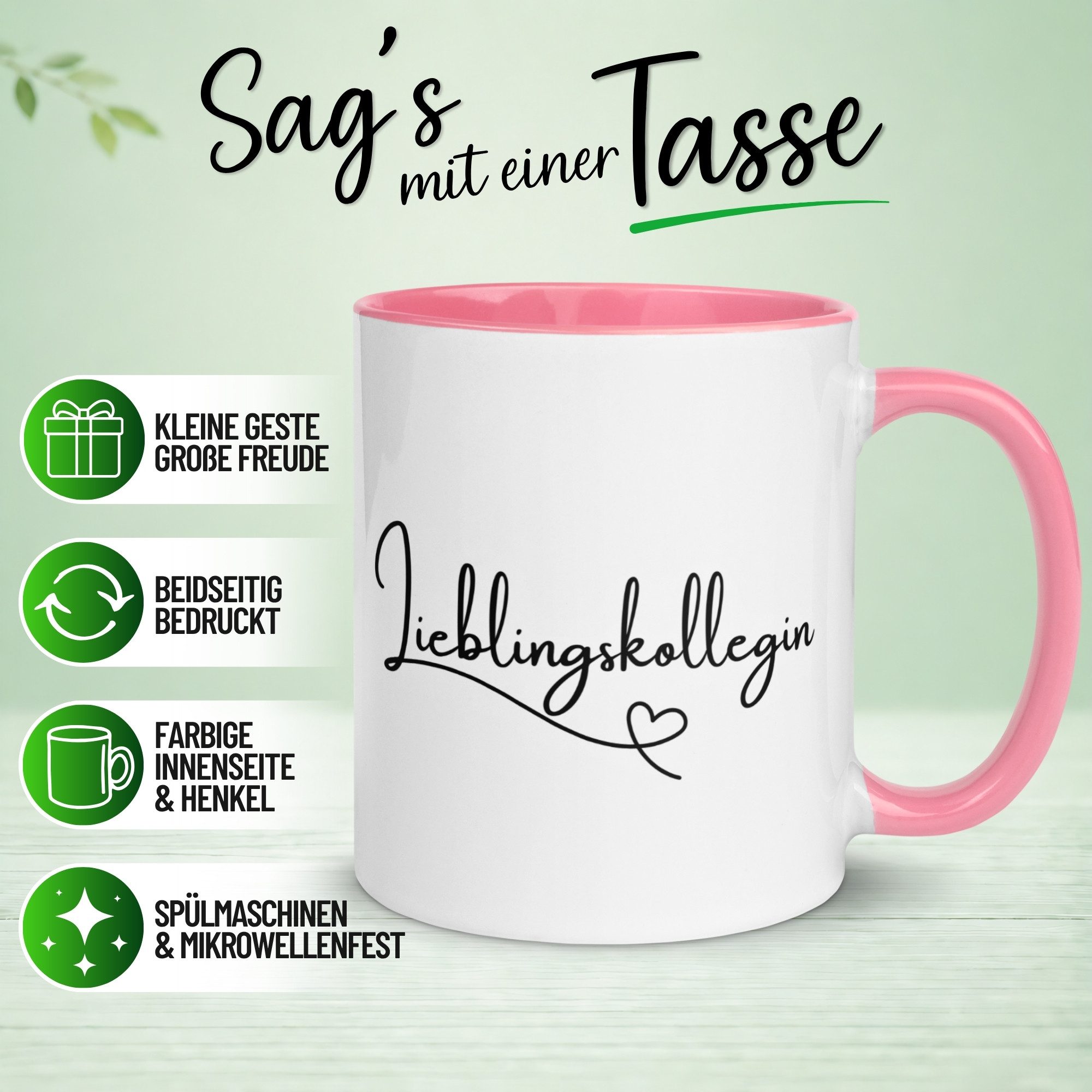 Momentals Tasse Kollegin – Lieblingskollegin mit Herz – Geschenk Beste Arbeitskollegin, Gratis Versand · Links-&Rechtshänder · Spülmaschinenfest