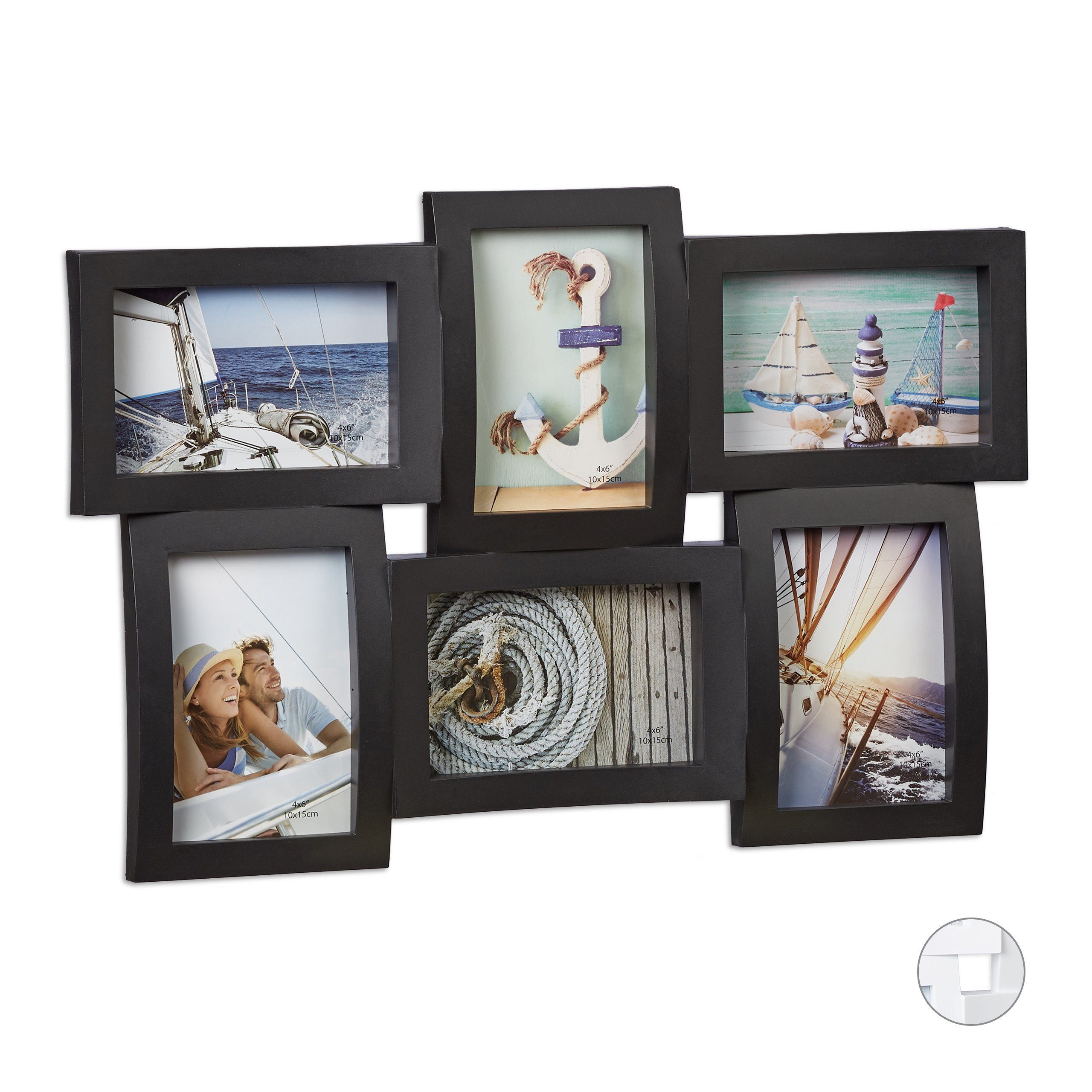 relaxdays Staffelbilderrahmen Bilderrahmen für mehrere Fotos, günstig online kaufen