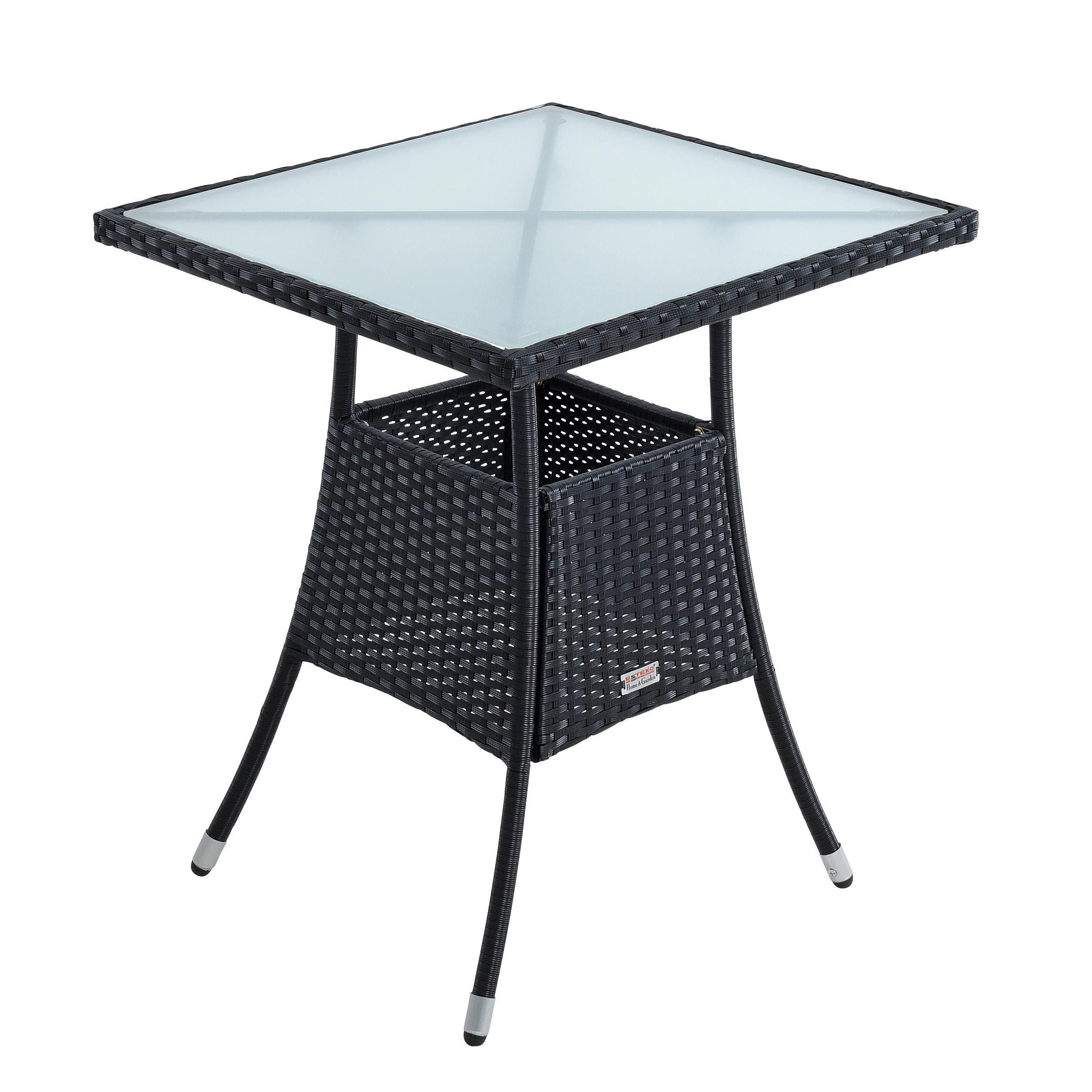 ESTEXO Gartentisch Beistelltisch Polyrattan Balkontisch Rattan Tisch 57 cm Schwarz