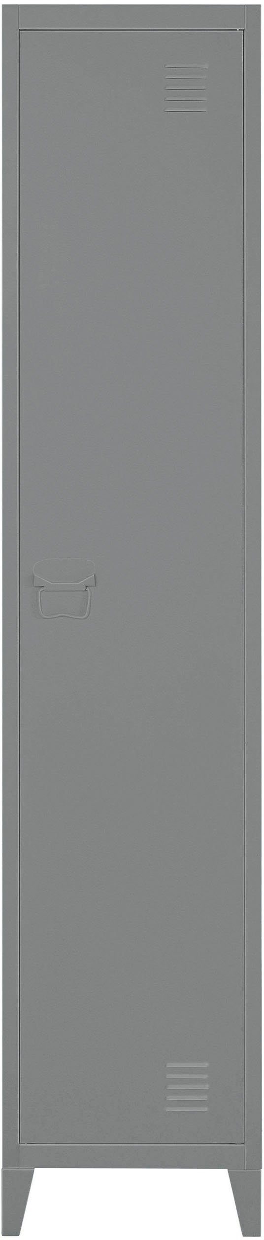 Tür, aus Höhe Hochschrank der 180 cm x Hochschrank Jensjorg andas grau hinter Metall, 2 Einlegeböden