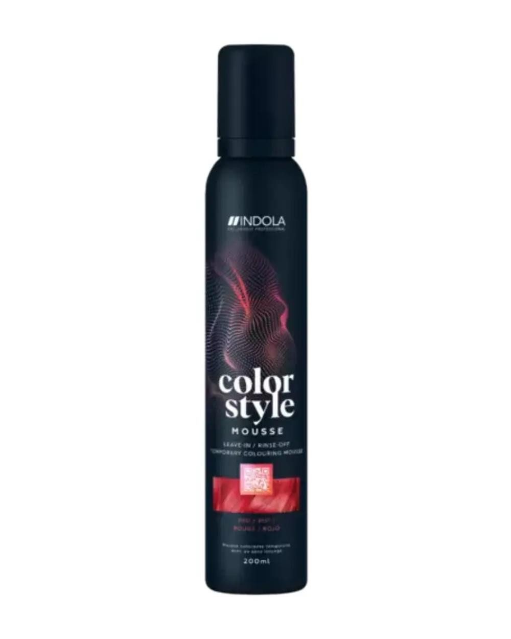 Indola Haarfestiger INDOLA Color Style Mouse Farb-Schaumfestiger Rot 200 ml, Packung, das Mousse bietet Glanz, Pflege und flexible Farbveränderung