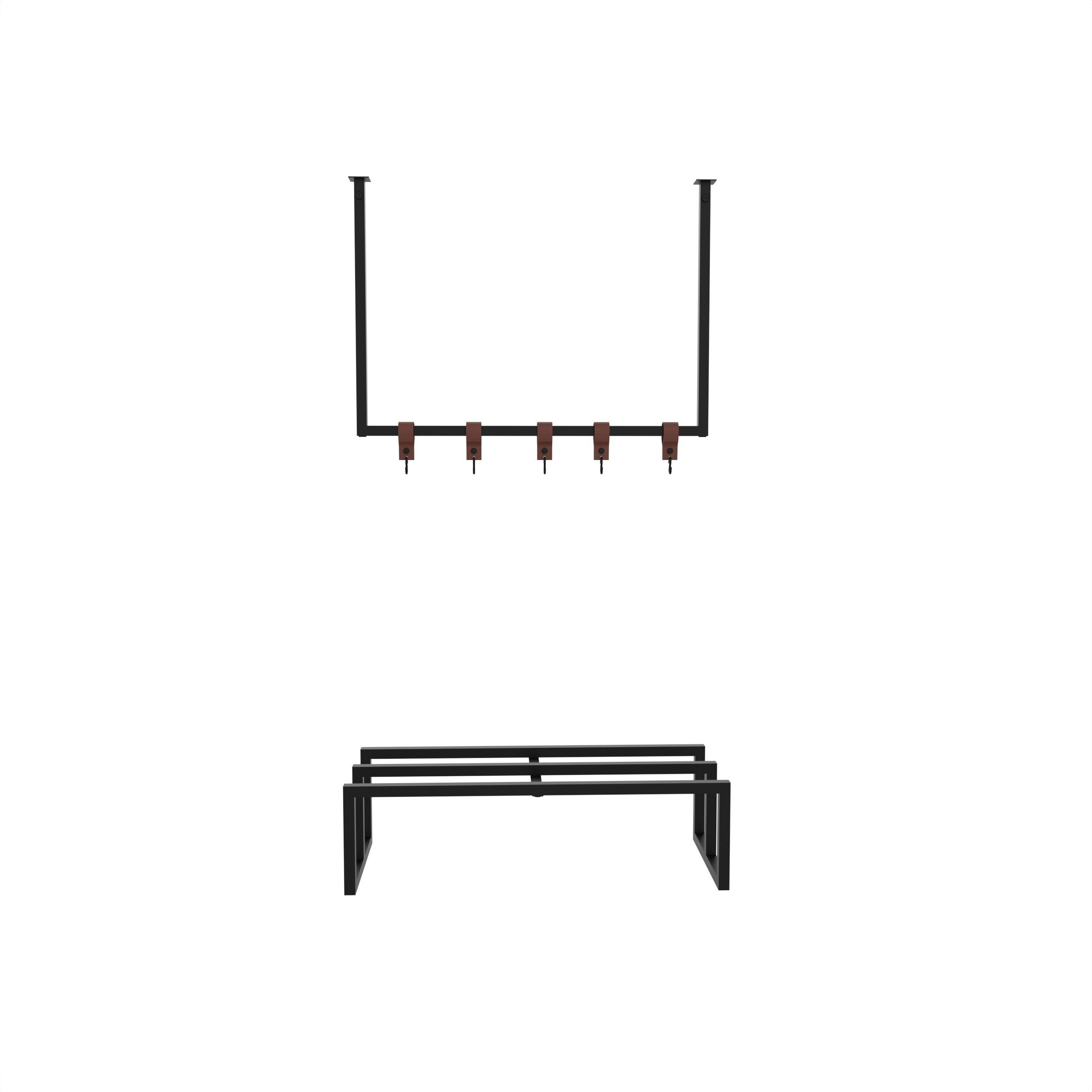 Decortie Schuhregal Roya, Set 2-tlg., mit Hakenleiste, 5 Haken