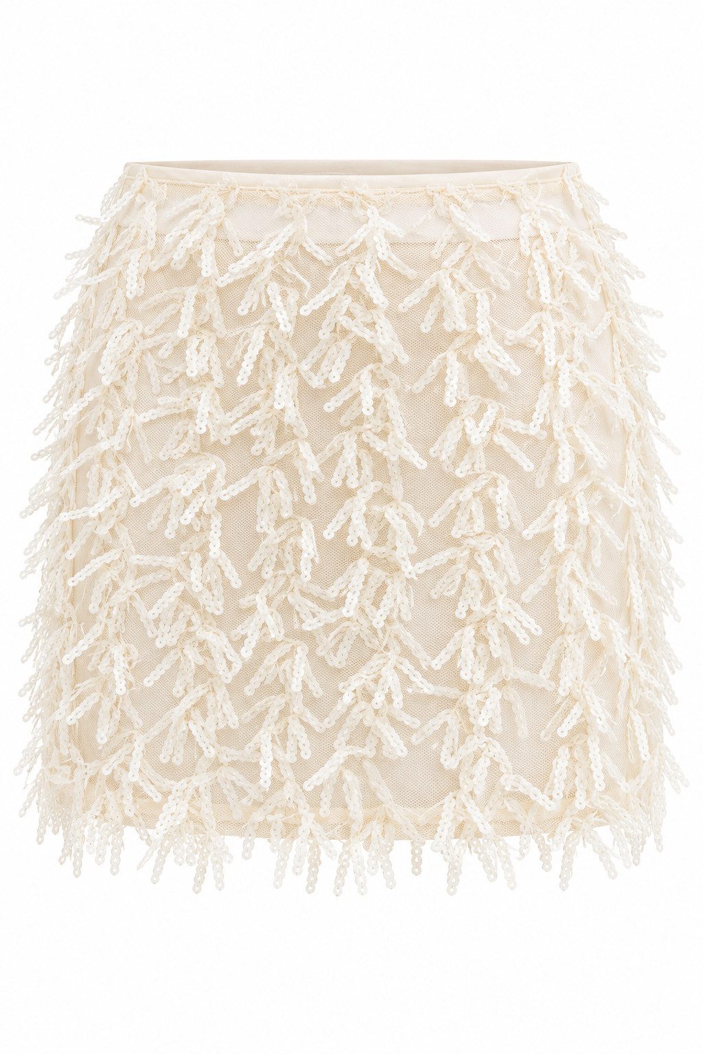Gina Tricot Paillettenrock - Pailletten-Minirock mit Fransenbesatz aus Mesh für Damen