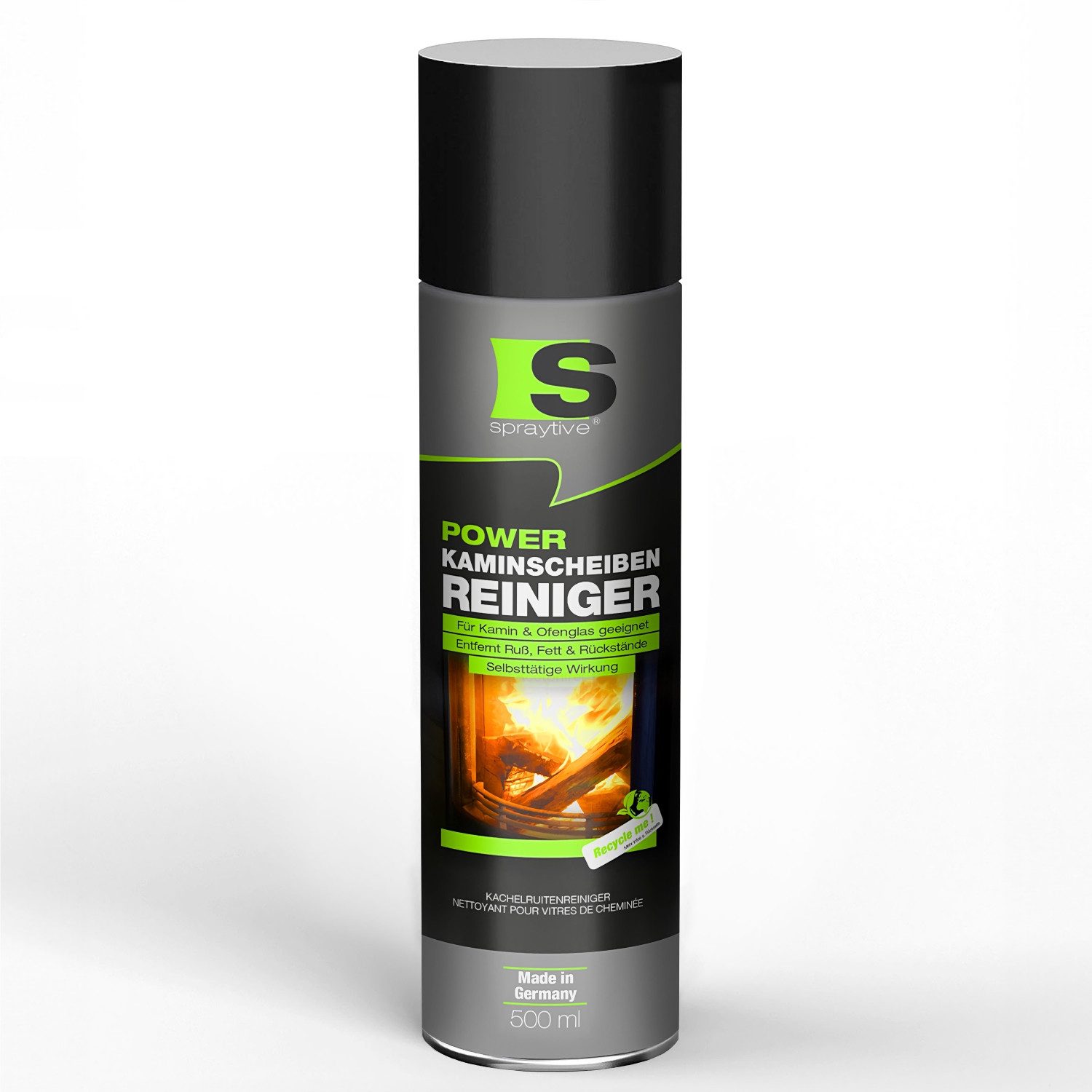 Spraytive 1 x 500ml Power Kaminscheibenreiniger – Selbsttätiger Reinigungsschaum Scheibenreiniger (Made in Germany)