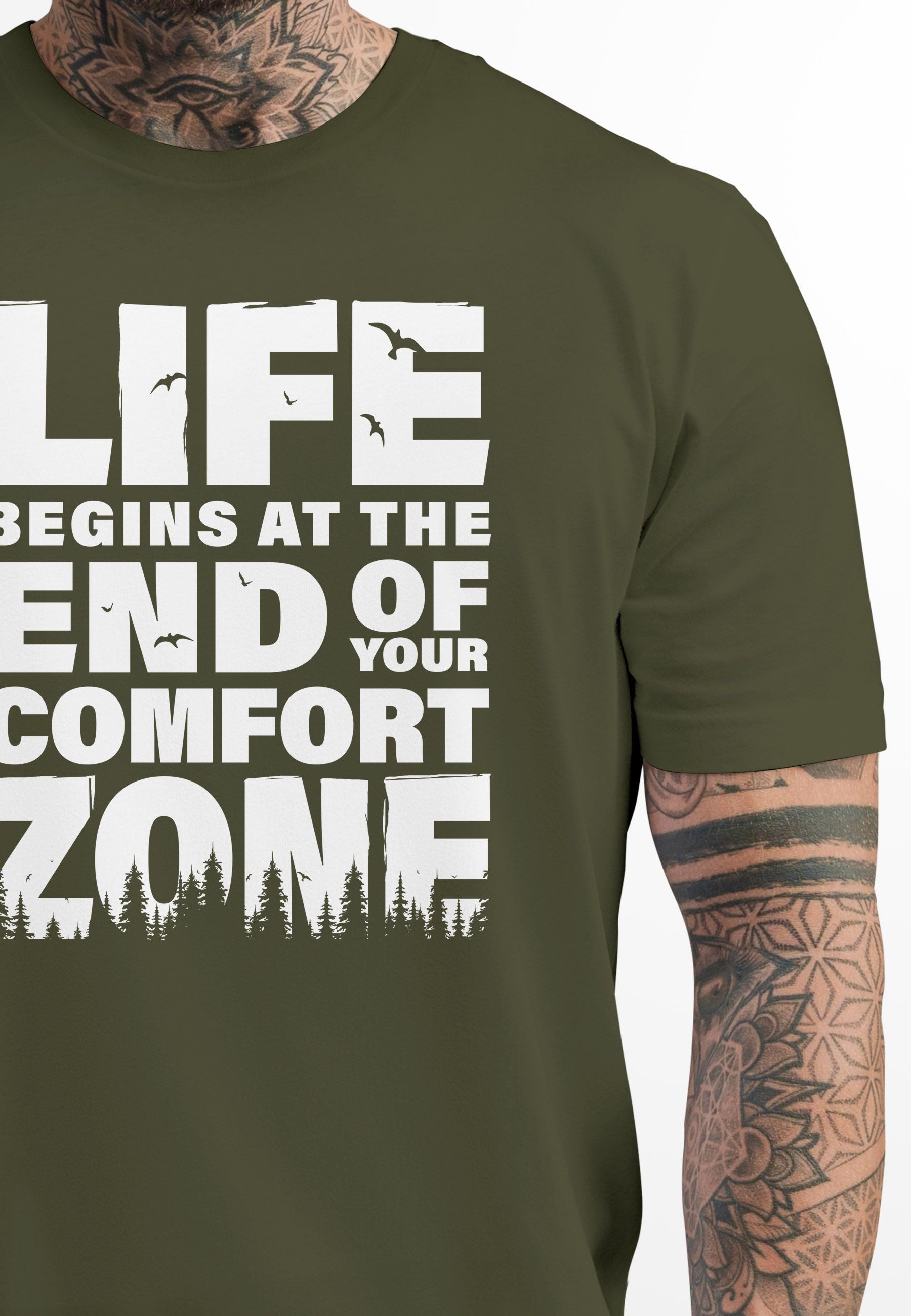 Neverless Print-Shirt Herren T-Shirt Life begins günstig online kaufen