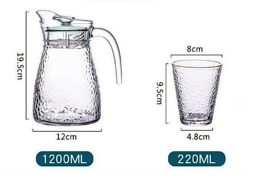 Rungassi Gläser-Set Karaffe mit 4 Gläser 220ml Wasser Cognac Whisky-Gläser G05, Glas