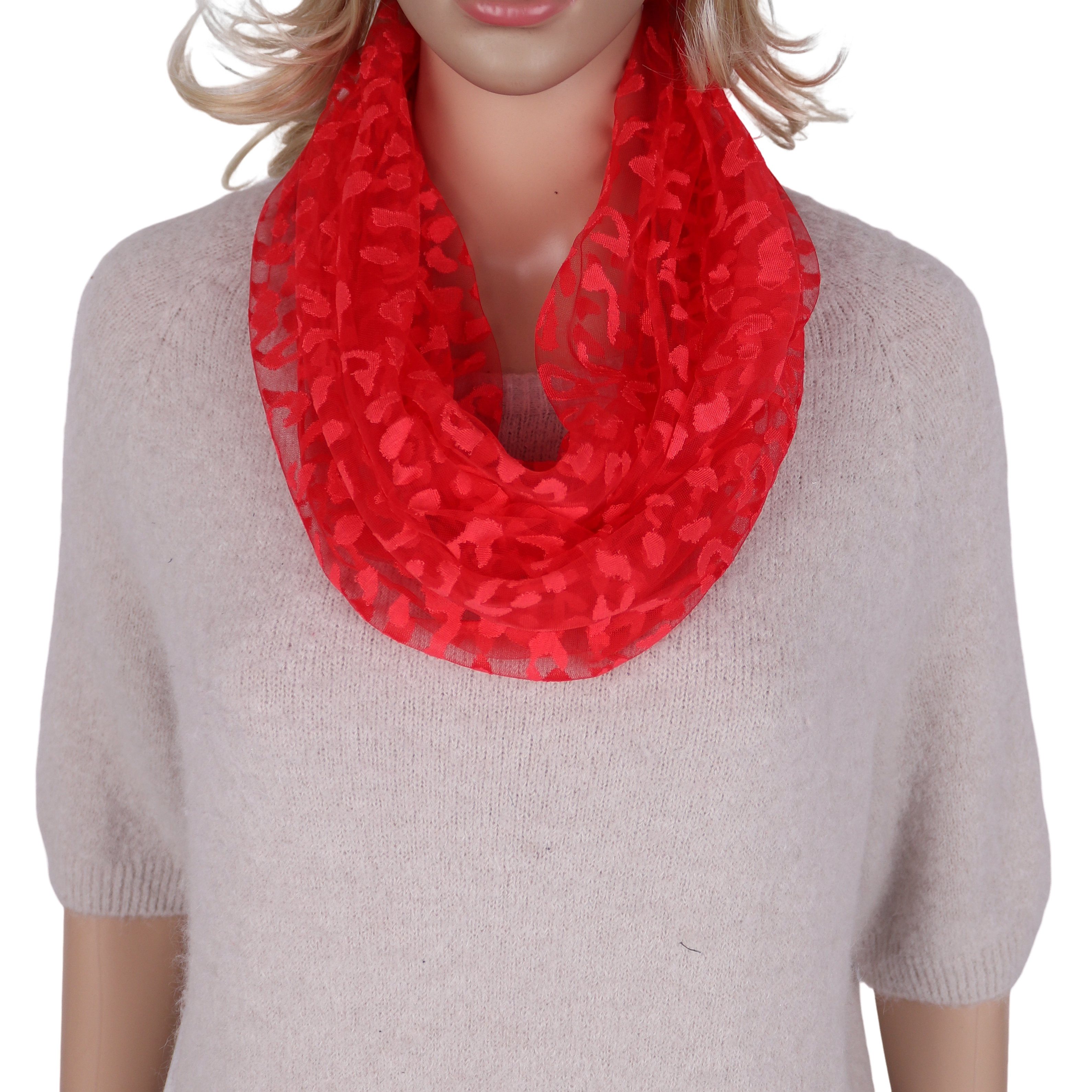 Loop Damen Schal Unifarbe HALBTRANSPARENT, Tolle Muster, Schlauchschal