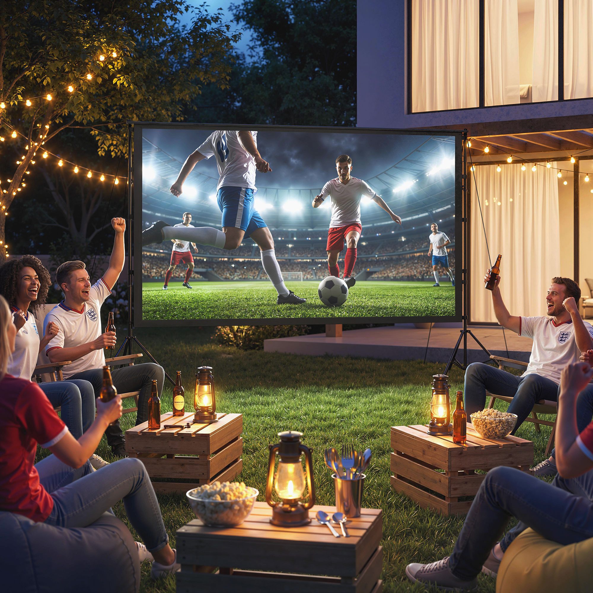 HOMCOM Leinwand Projektor-, 4K,8K-fähig, 160° Betrachtungswinkel, Dual-Stativ, faltbar, waschbar